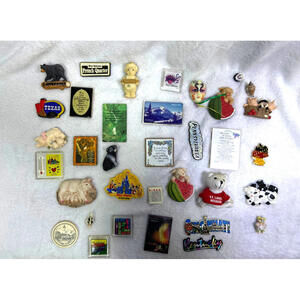 Lot Of 35+ Mixed Vintage Refrigerator Magnet Tex Pigs Bears New Orleans Kitschy